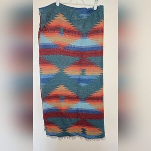 Gorgeous Aztec Southwestern Soft Woven Oversized Shawl Serape 27"X87" Colorful